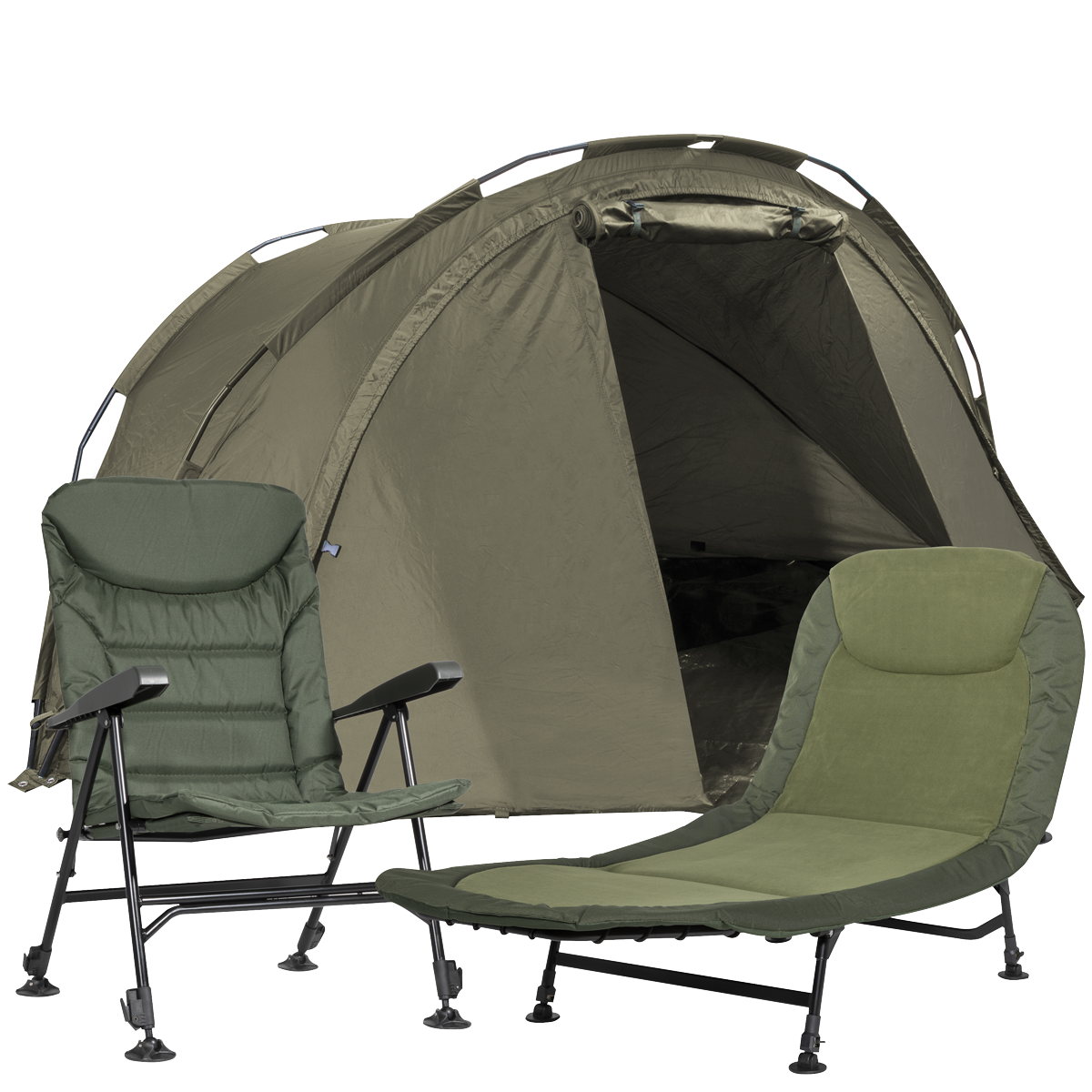 Dellonda DL143 2-Person Bivvy Tent, Reclining Chair & Bedchair Set
