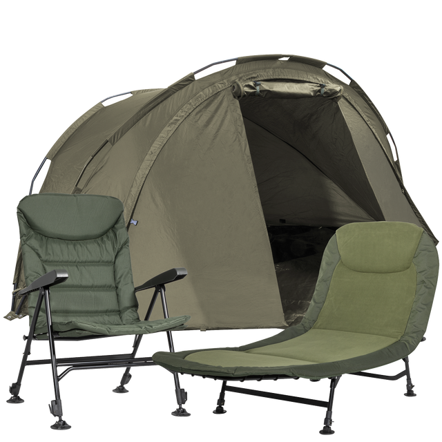 Dellonda DL143 2-Person Bivvy Tent, Reclining Chair & Bedchair Set