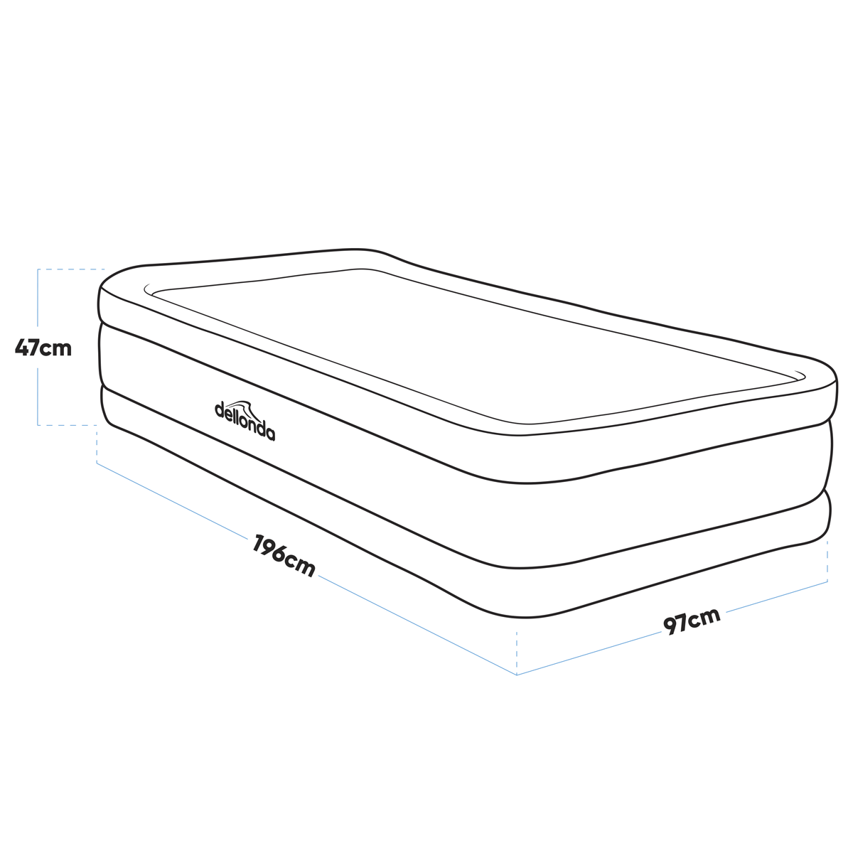 Dellonda DL144 Raised Air Bed with Removable Electric Pump & Storage Bag - Single - additional view 7