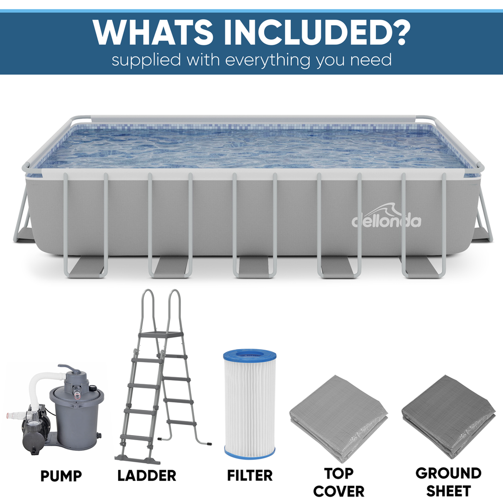 Dellonda DL150 Deluxe Steel Frame Rectangular Swimming Pool with Step Ladder & Filter Pump 21ft - additional view 14