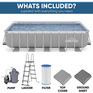 Dellonda DL150 Deluxe Steel Frame Rectangular Swimming Pool with Step Ladder & Filter Pump 21ft - additional view 14