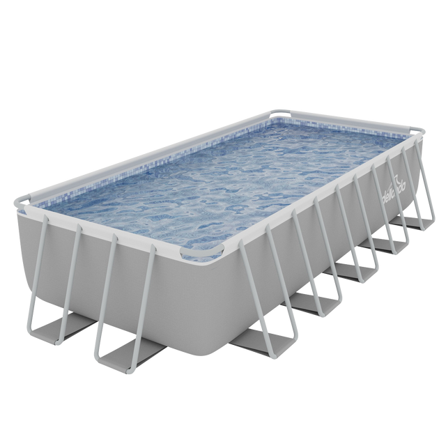 Dellonda DL150 Deluxe Steel Frame Rectangular Swimming Pool with Step Ladder & Filter Pump 21ft