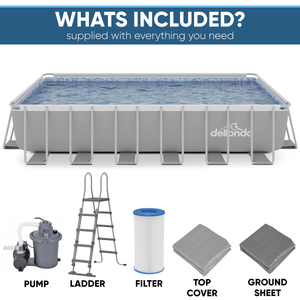 Dellonda DL151 Deluxe Steel Frame Rectangular Swimming Pool with Step Ladder & Filter Pump 25ft - additional view 13