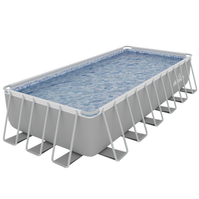 Dellonda DL151 Deluxe Steel Frame Rectangular Swimming Pool with Step Ladder & Filter Pump 25ft