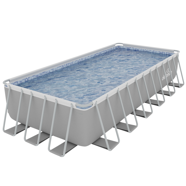 Dellonda DL151 Deluxe Steel Frame Rectangular Swimming Pool with Step Ladder & Filter Pump 25ft