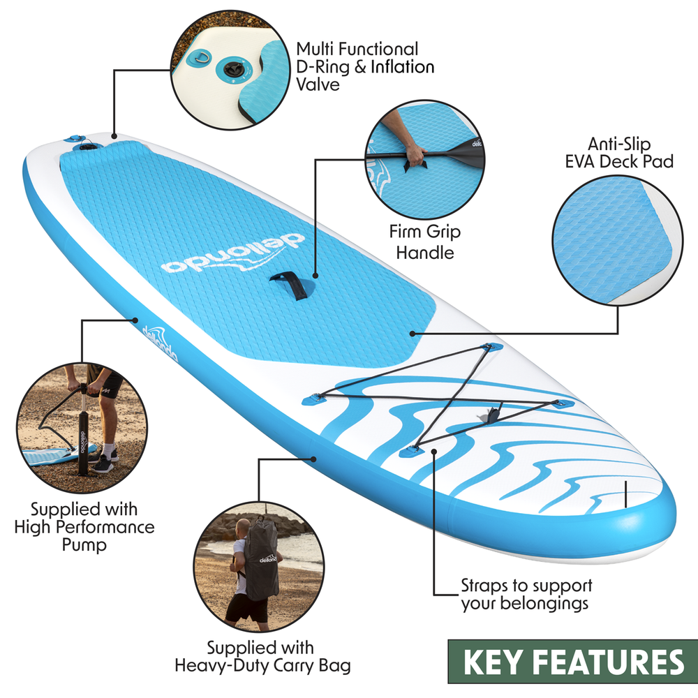Dellonda DL152 Inflatable Stand-Up Paddle Board 10'6" - Light Blue/White - additional view 7