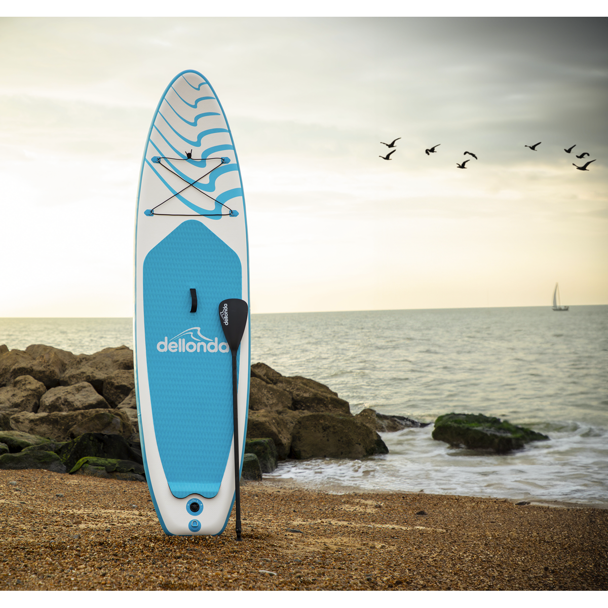 Dellonda DL152 Inflatable Stand-Up Paddle Board 10'6" - Light Blue/White - additional view 9