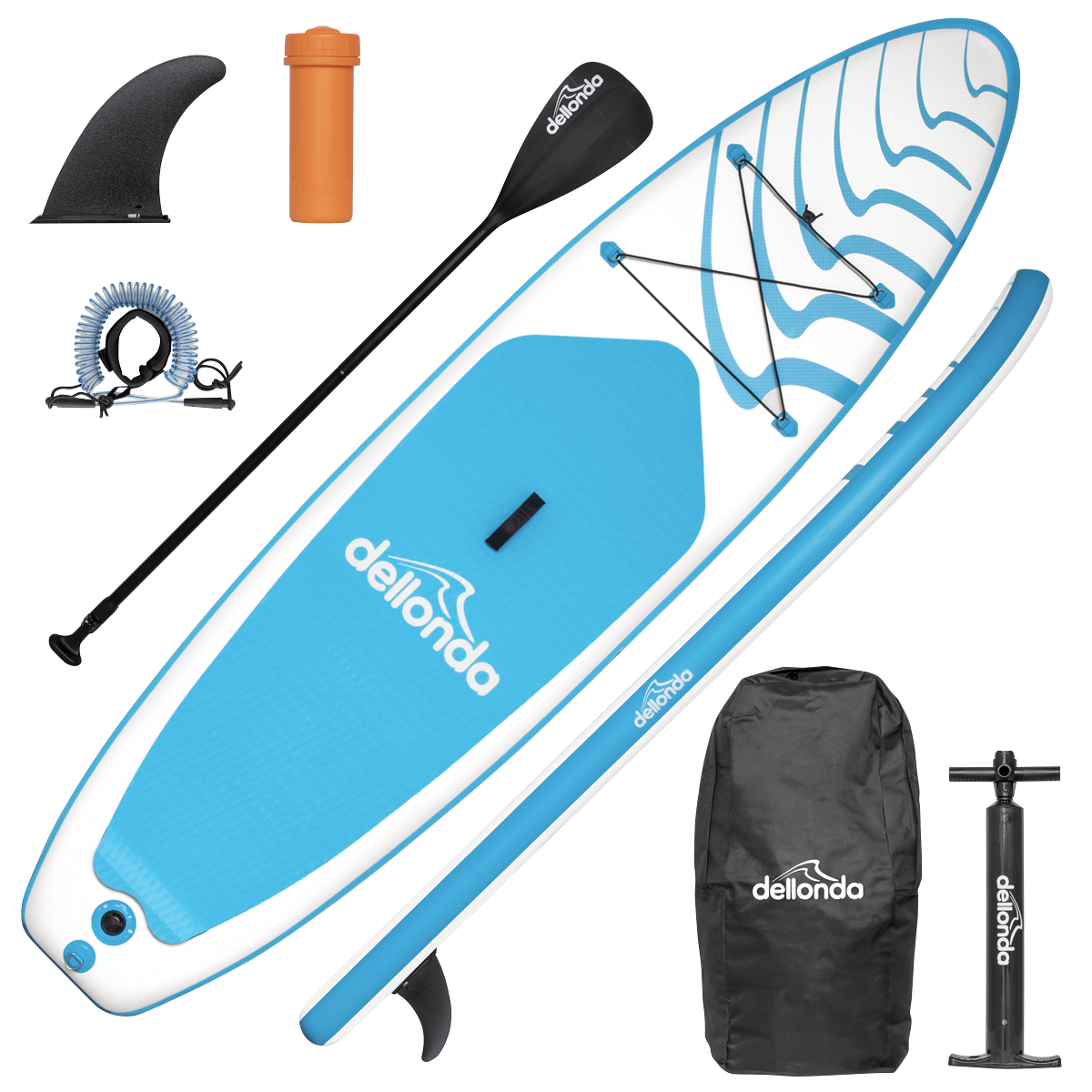 Dellonda DL152 Inflatable Stand-Up Paddle Board 10'6" - Light Blue/White - additional view 20
