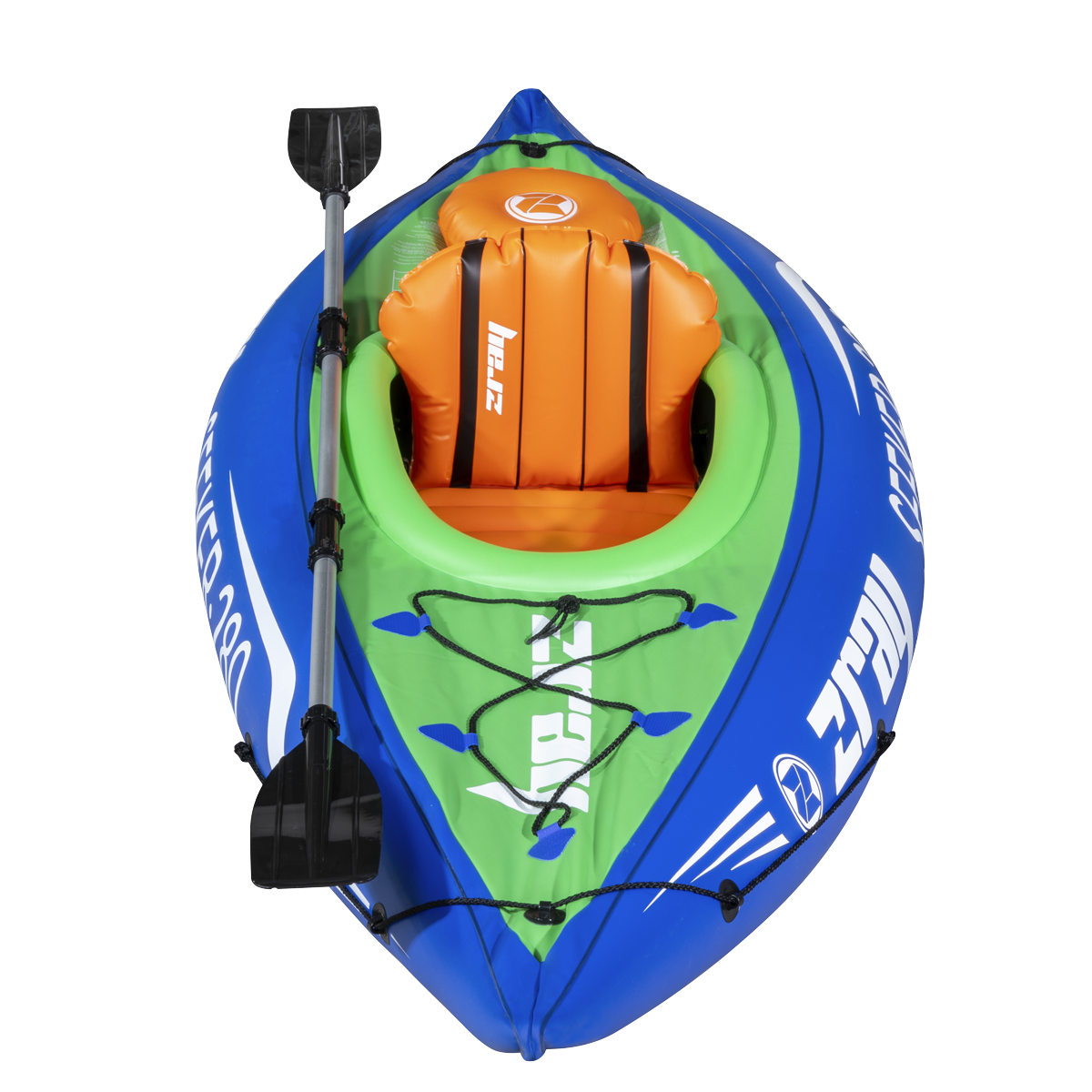 Dellonda DL154 Inflatable One-Person Kayak/Canoe Set with Pump, Carry Bag & Aluminium Oar - Blue/Green - additional view 5