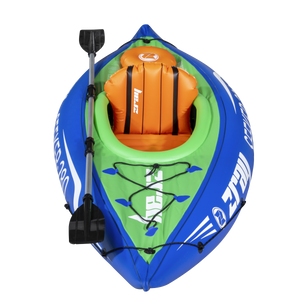 Dellonda DL154 Inflatable One-Person Kayak/Canoe Set with Pump, Carry Bag & Aluminium Oar - Blue/Green - additional view 5