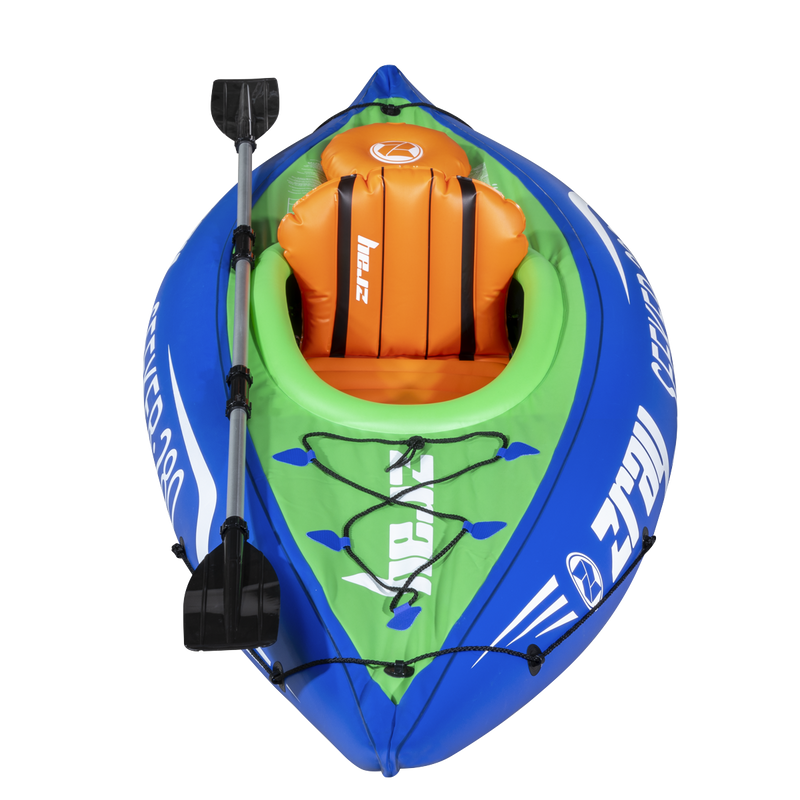 Dellonda DL154 Inflatable One-Person Kayak/Canoe Set with Pump, Carry Bag & Aluminium Oar - Blue/Green - additional view 5