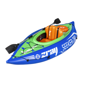 Dellonda DL154 Inflatable One-Person Kayak/Canoe Set with Pump, Carry Bag & Aluminium Oar - Blue/Green - additional view 2