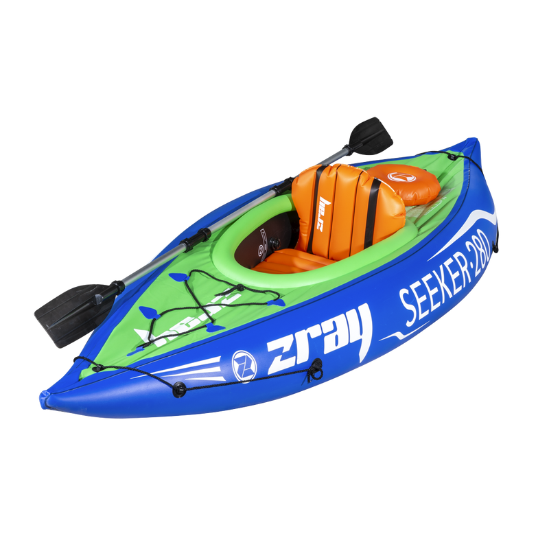 Dellonda DL154 Inflatable One-Person Kayak/Canoe Set with Pump, Carry Bag & Aluminium Oar - Blue/Green - additional view 2