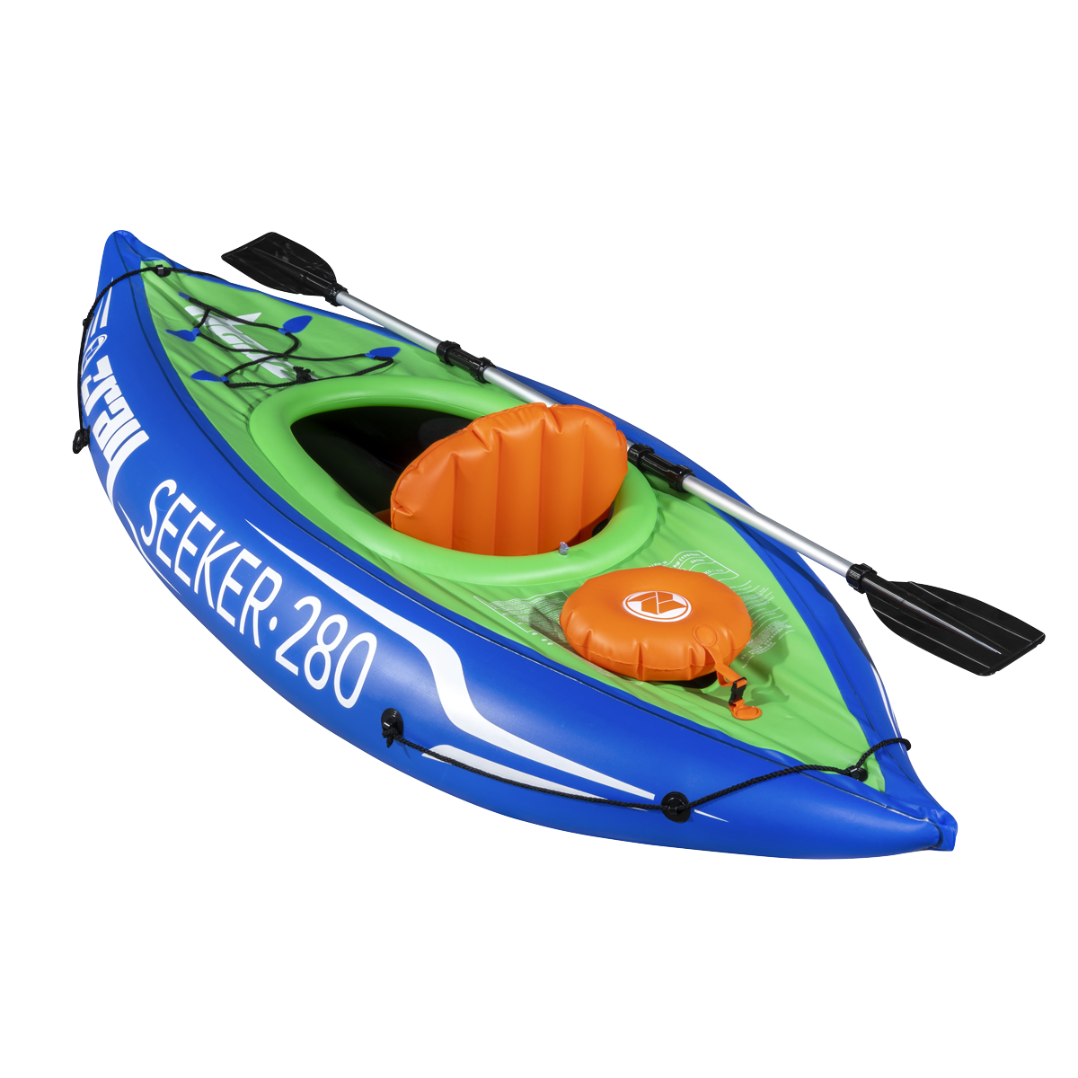 Dellonda DL154 Inflatable One-Person Kayak/Canoe Set with Pump, Carry Bag & Aluminium Oar - Blue/Green - additional view 10