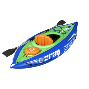 Dellonda DL154 Inflatable One-Person Kayak/Canoe Set with Pump, Carry Bag & Aluminium Oar - Blue/Green - additional view 11