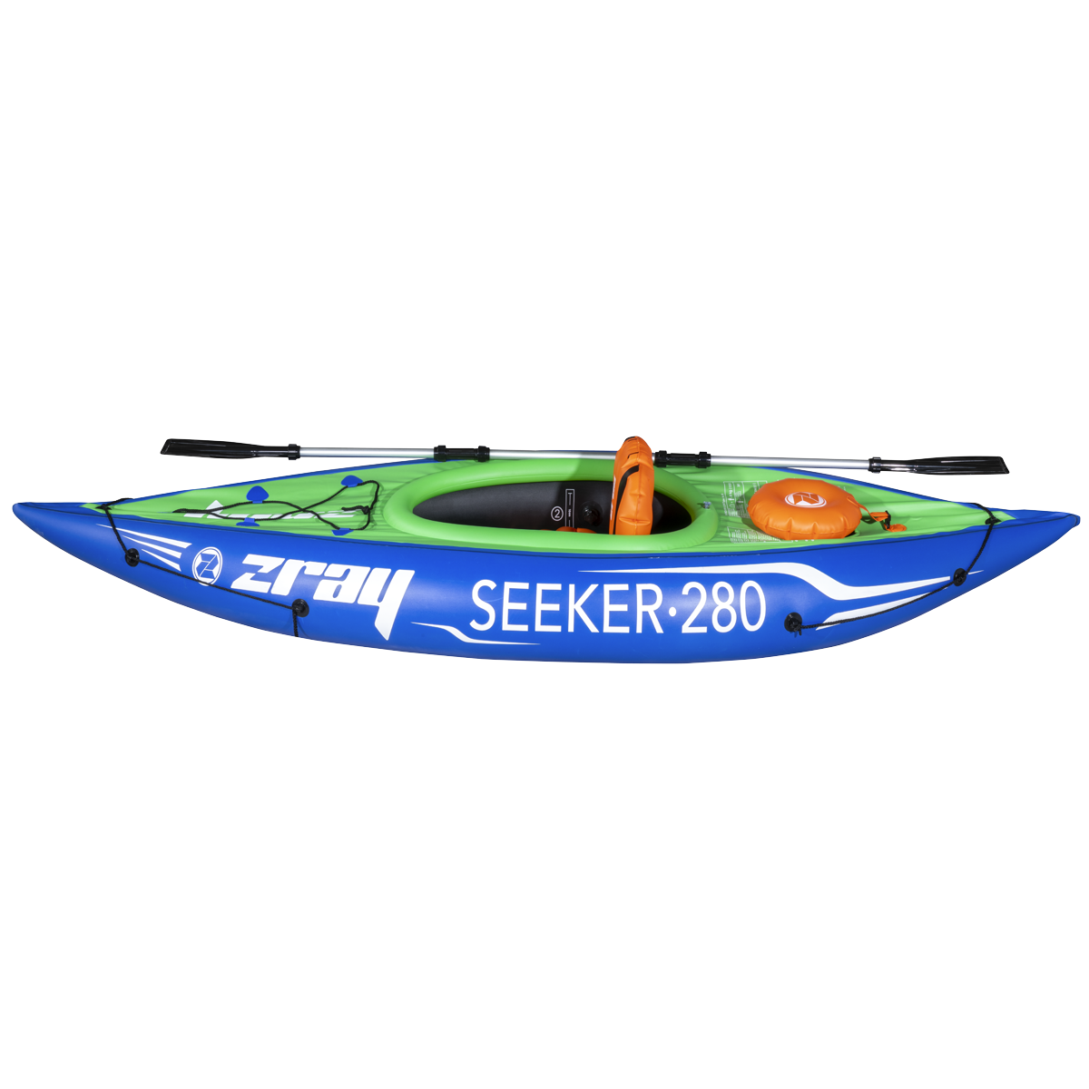 Dellonda DL154 Inflatable One-Person Kayak/Canoe Set with Pump, Carry Bag & Aluminium Oar - Blue/Green - additional view 3