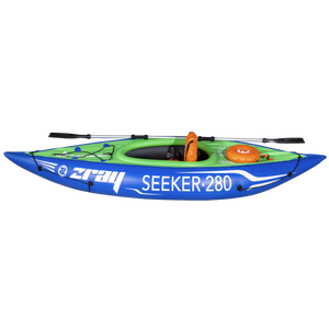 Dellonda DL154 Inflatable One-Person Kayak/Canoe Set with Pump, Carry Bag & Aluminium Oar - Blue/Green - additional view 3