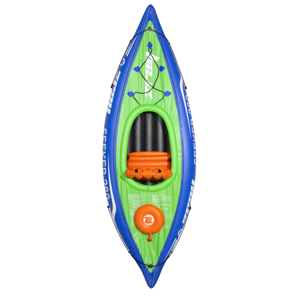 Dellonda DL154 Inflatable One-Person Kayak/Canoe Set with Pump, Carry Bag & Aluminium Oar - Blue/Green - additional view 6