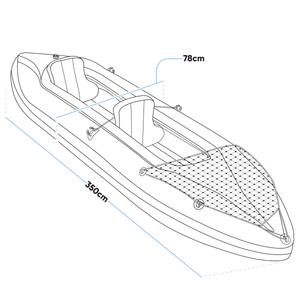 Dellonda DL155 Inflatable 2-Person Kayak/Canoe Set with Pump, Carry Bag & 2 Oars - Blue/Yellow/White - additional view 6