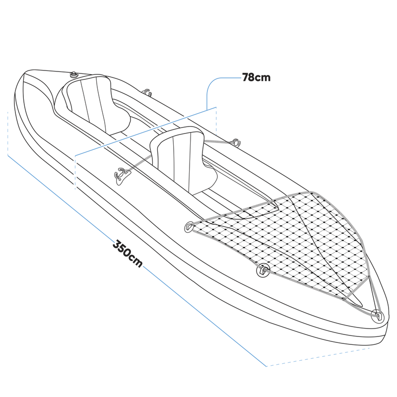Dellonda DL155 Inflatable 2-Person Kayak/Canoe Set with Pump, Carry Bag & 2 Oars - Blue/Yellow/White - additional view 6