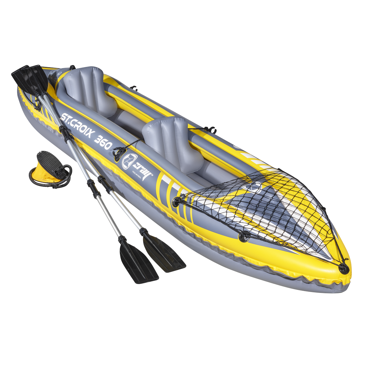 Dellonda DL155 Inflatable 2-Person Kayak/Canoe Set with Pump, Carry Bag & 2 Oars - Blue/Yellow/White