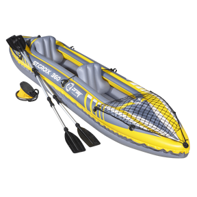 Dellonda DL155 Inflatable 2-Person Kayak/Canoe Set with Pump, Carry Bag & 2 Oars - Blue/Yellow/White