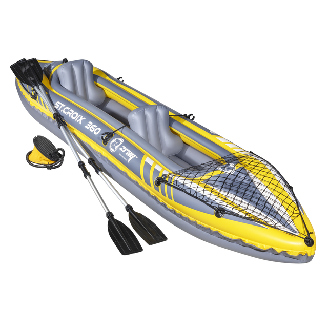 Dellonda DL155 Inflatable 2-Person Kayak/Canoe Set with Pump, Carry Bag & 2 Oars - Blue/Yellow/White