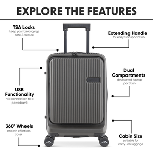 Dellonda DL157 Cabin Size Luggage with Laptop Compartments & Dual TSA Lock 20" - additional view 15