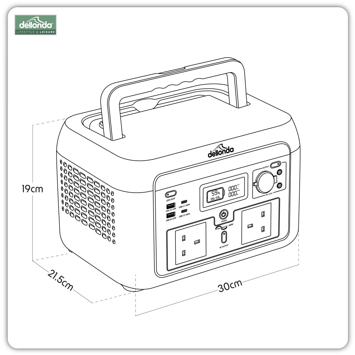 Dellonda DL161 Portable Power Station 600W - additional view 12