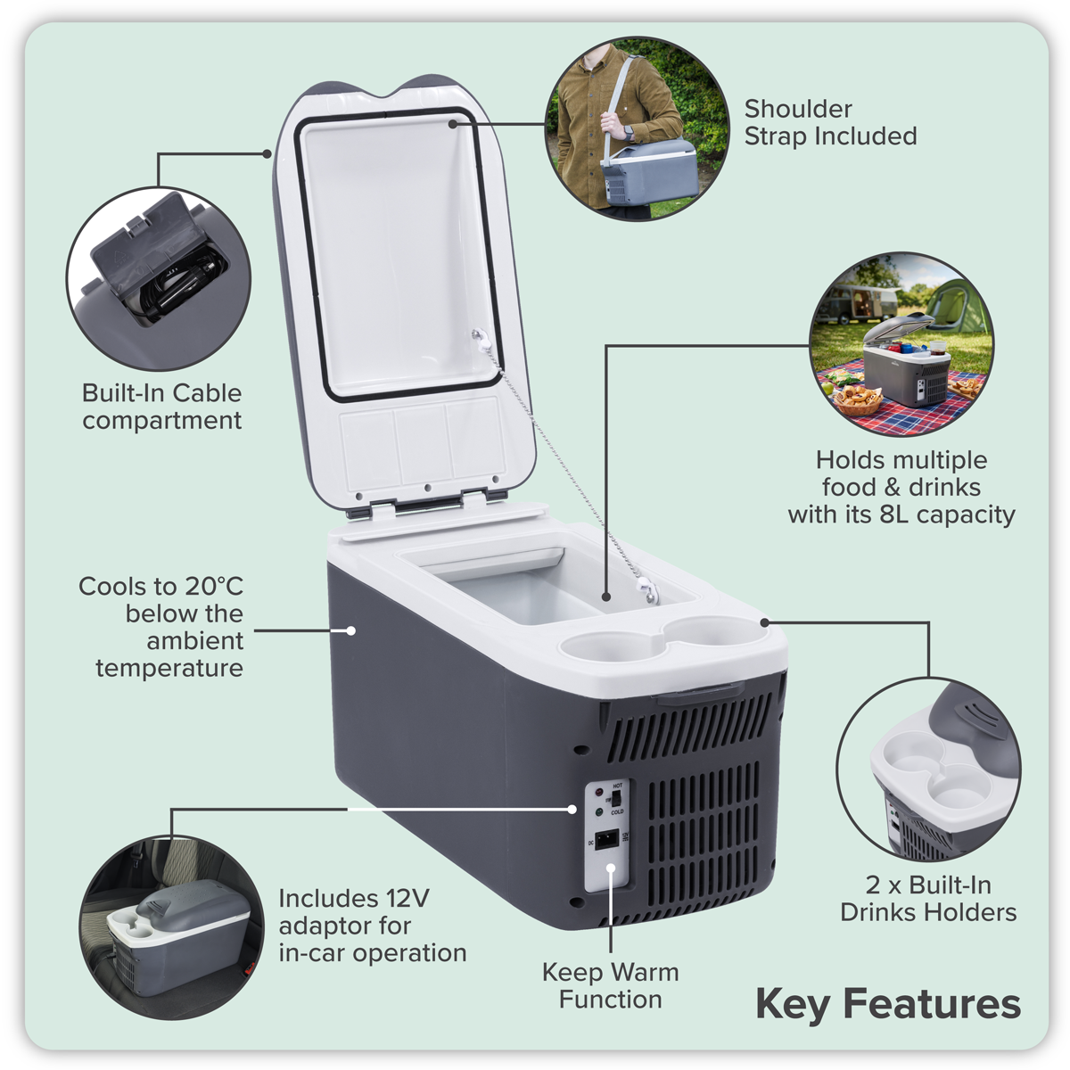 Dellonda DL166 8L Portable Cool Box 12V - additional view 2
