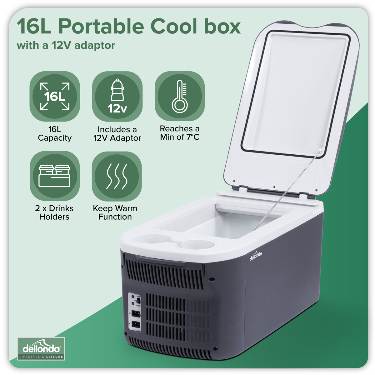 Dellonda DL167 16L Portable Cool Box 12V/230V - additional view 2