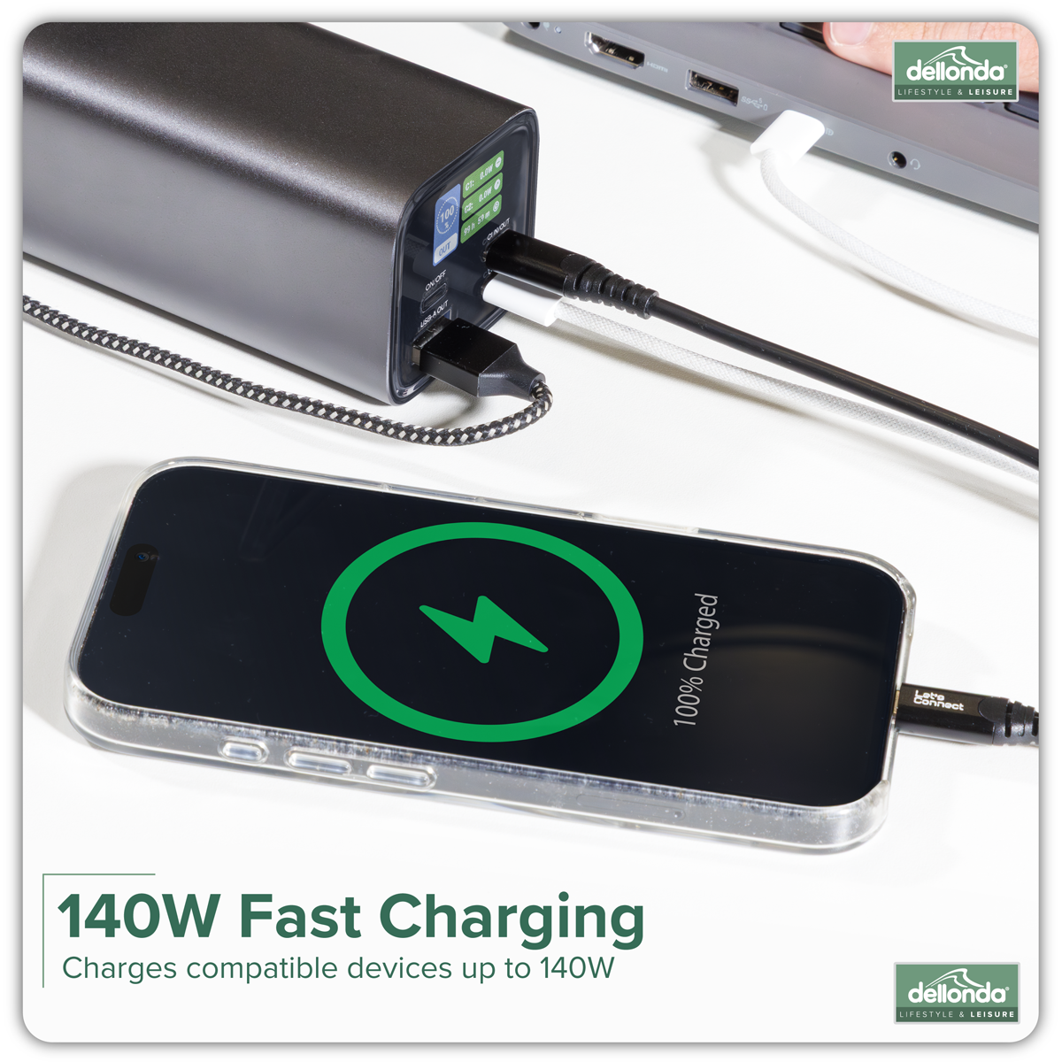 Dellonda DL168 Portable Power Bank 140W 27000mAh - additional view 3