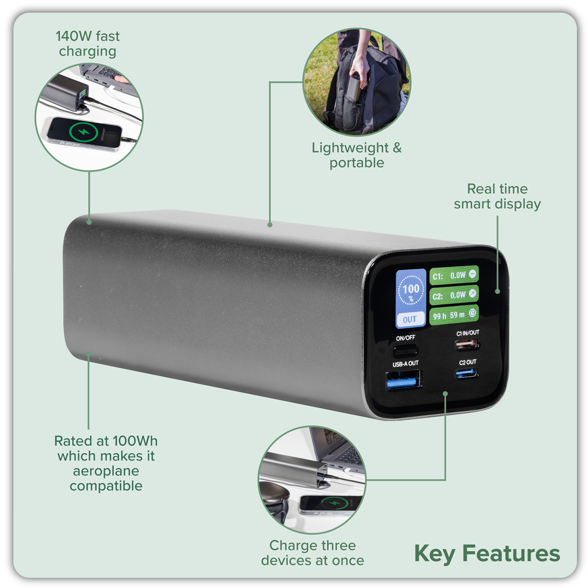 Dellonda DL168 Portable Power Bank 140W 27000mAh - additional view 10