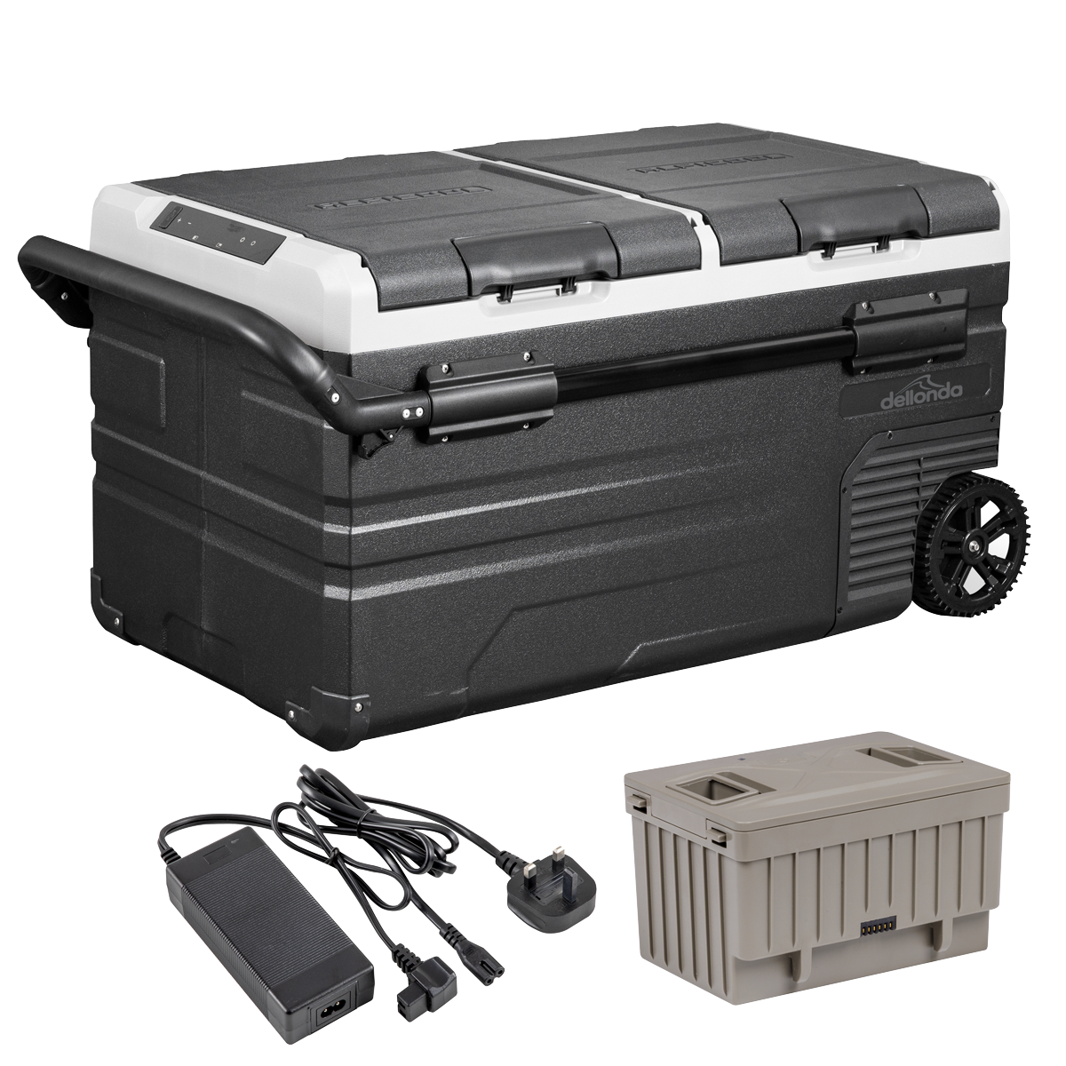 Dellonda DL172 Portable Fridge Freezer/Cool Box 75L with 11.1V Portable Battery & AC/DC 230V Adaptor