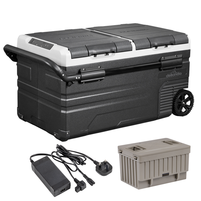 Dellonda DL172 Portable Fridge Freezer/Cool Box 75L with 11.1V Portable Battery & AC/DC 230V Adaptor
