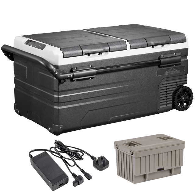 Dellonda DL173 Portable Fridge Freezer/Cool Box 95L with 11.1V Portable Battery & AC/DC 230V Adaptor