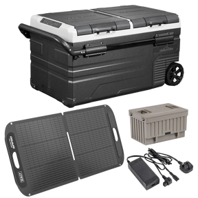 Dellonda DL174 Portable Fridge Freezer/Cool Box 75L with 11.1V Portable Battery, AC/DC 230V Adaptor & 110W Solar Panel
