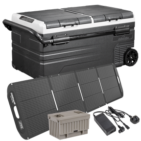 Dellonda DL177 Portable Fridge Freezer/Cool Box 95L with 11.1V Portable Battery, AC/DC 230V Adaptor & 220W Solar Panel