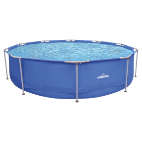 Dellonda DL20 Steel Frame Round Swimming Pool with Filter Pump 12ft - Blue