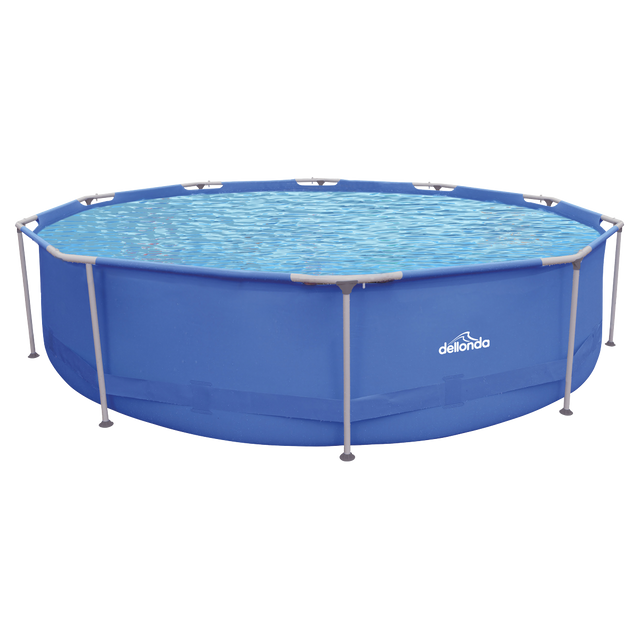 Dellonda DL20 Steel Frame Round Swimming Pool with Filter Pump 12ft - Blue