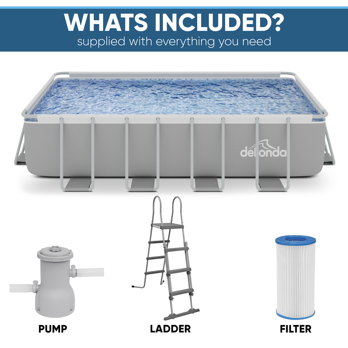 Dellonda DL22 Deluxe Steel Frame Swimming Pool with Filter Pump 18ft - additional view 5