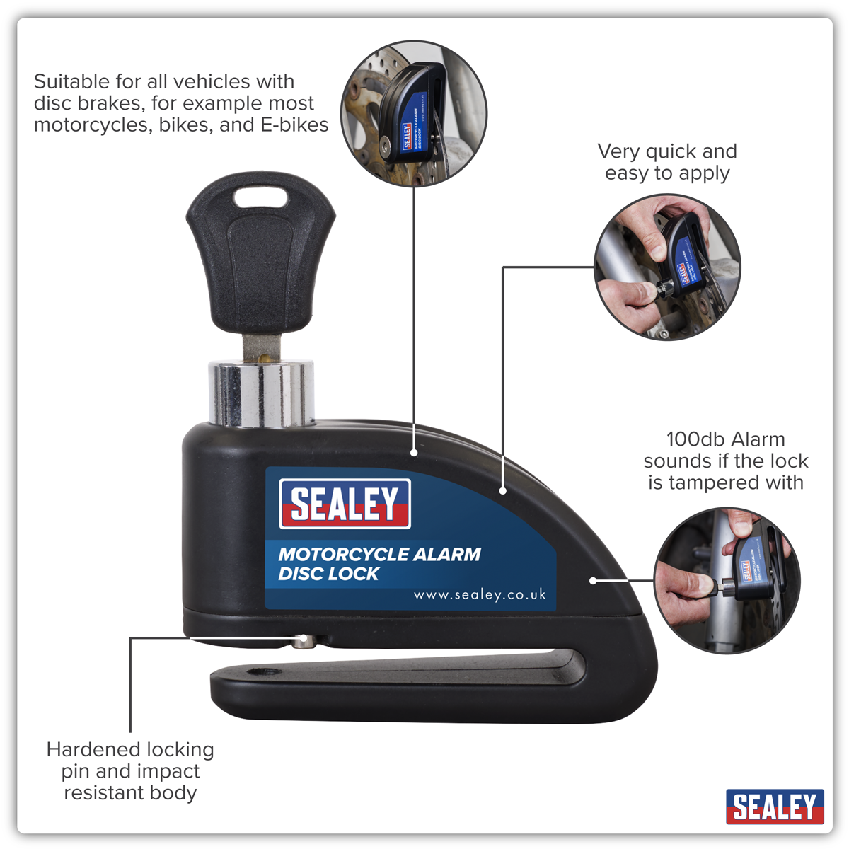 Sealey DL5052 Motorcycle Alarm Disc Lock - Pair - additional view 4
