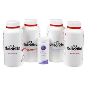 Dellonda DL62 Hot Tub/Spa Starter Kit - Chlorine, pH Increaser, Dry Acid, Foam Down & Test Strips