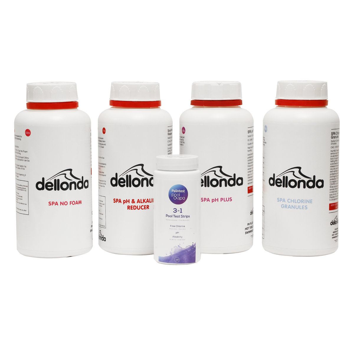 Dellonda DL62 Hot Tub/Spa Starter Kit - Chlorine, pH Increaser, Dry Acid, Foam Down & Test Strips - additional view 2