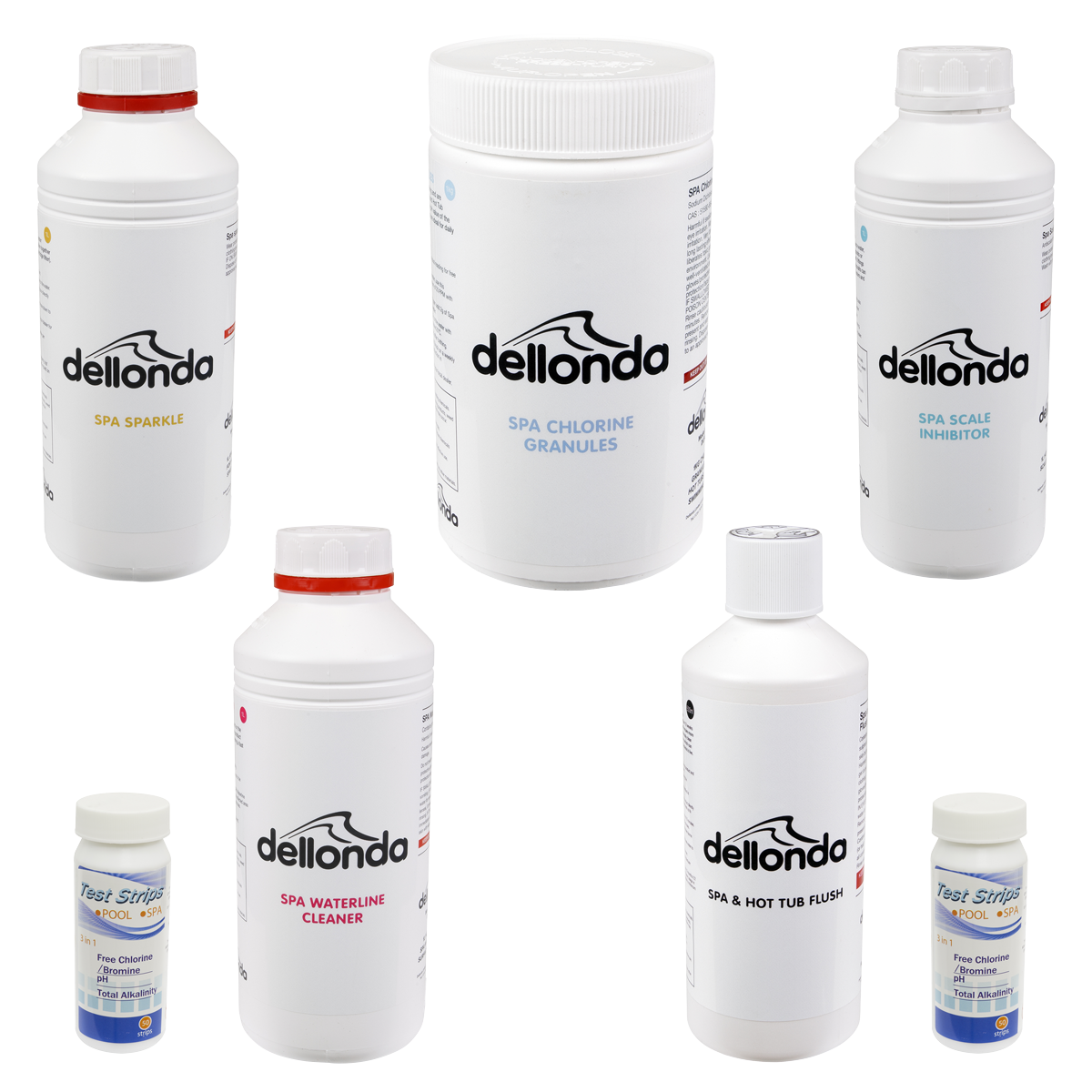 Dellonda DL87 Hot Tub/Spa Master Kit with 5 Chemicals & Test Strips