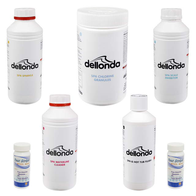 Dellonda DL87 Hot Tub/Spa Master Kit with 5 Chemicals & Test Strips