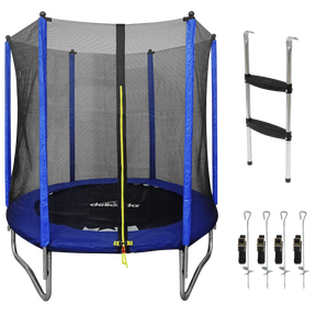 Dellonda DL92 Heavy-Duty Outdoor Trampoline with Safety Enclosure Net, Anchors & Ladder 6ft
