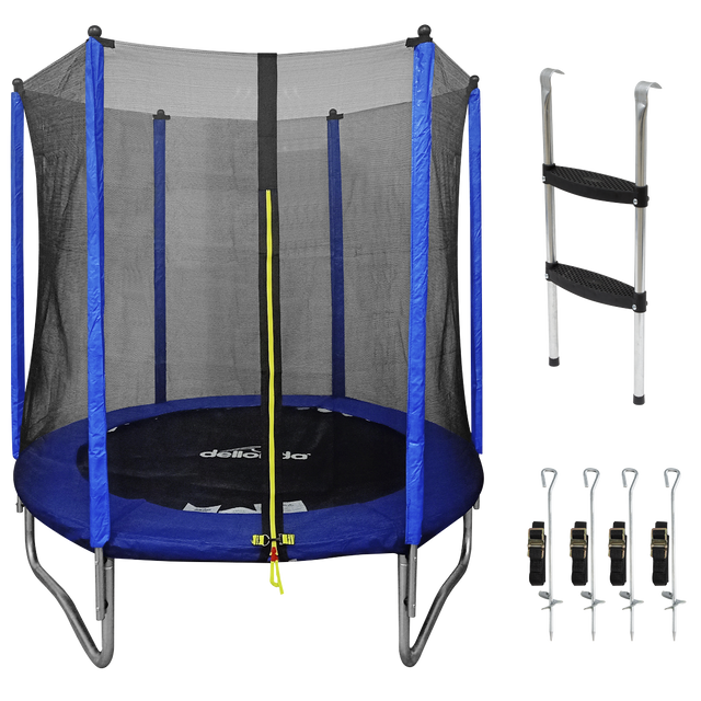 Dellonda DL92 Heavy-Duty Outdoor Trampoline with Safety Enclosure Net, Anchors & Ladder 6ft