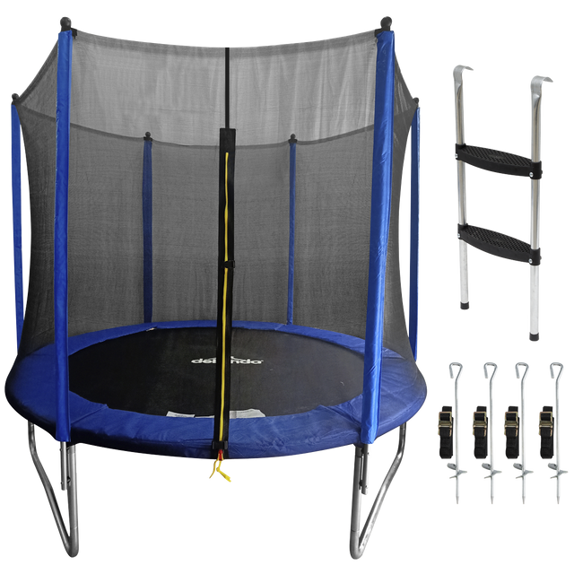 Dellonda DL93 Heavy-Duty Outdoor Trampoline with Safety Enclosure Net, Anchors & Ladder 8ft