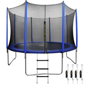 Dellonda DL95 Heavy-Duty Outdoor Trampoline with Safety Enclosure Net, Anchors & Ladder 12ft